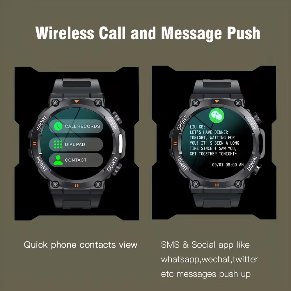 K56Pro Men's Smart Watch with Heart Rate Monitor, Bluetooth Connectivity, 400mAh Long Battery Life, 1.39-Inch HD Display for Outdoor Sports