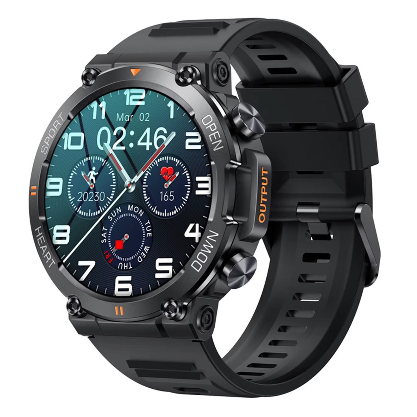 K56Pro Men's Smart Watch with Heart Rate Monitor, Bluetooth Connectivity, 400mAh Long Battery Life, 1.39-Inch HD Display for Outdoor Sports