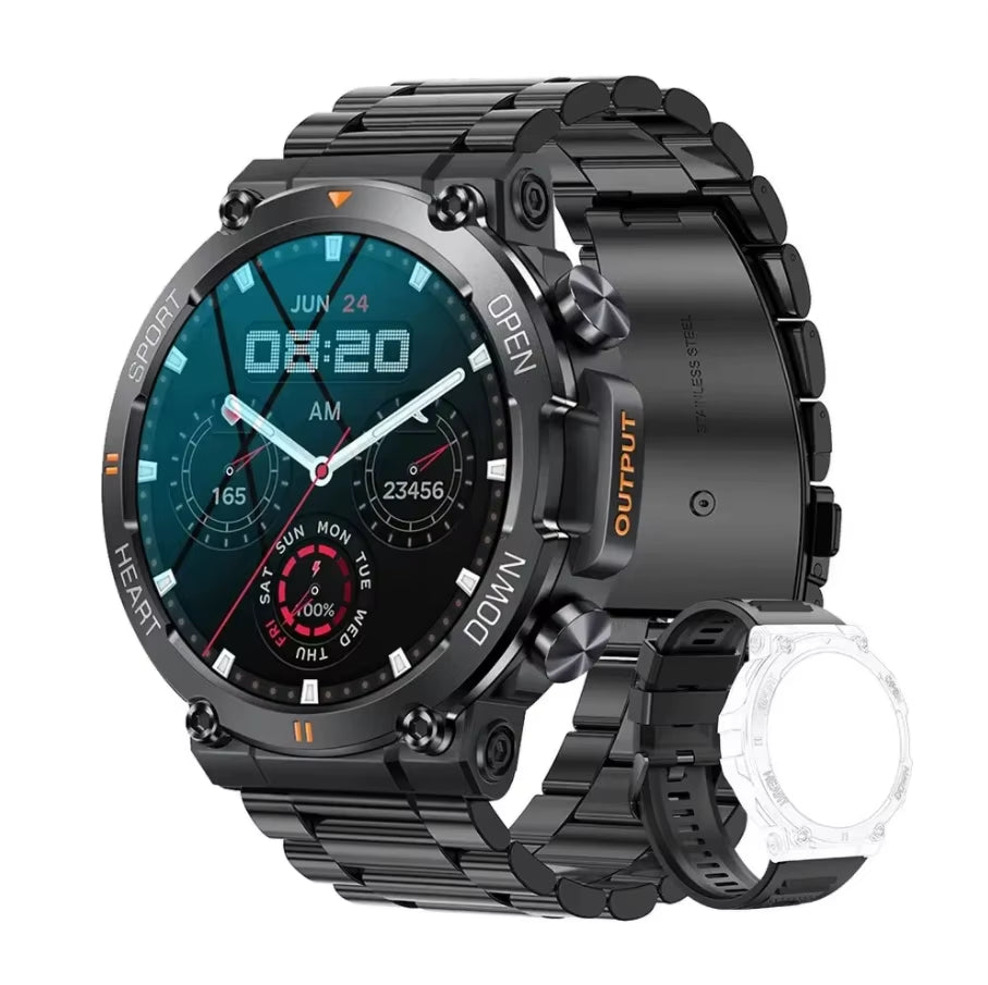 K56Pro Men's Smart Watch with Heart Rate Monitor, Bluetooth Connectivity, 400mAh Long Battery Life, 1.39-Inch HD Display for Outdoor Sports