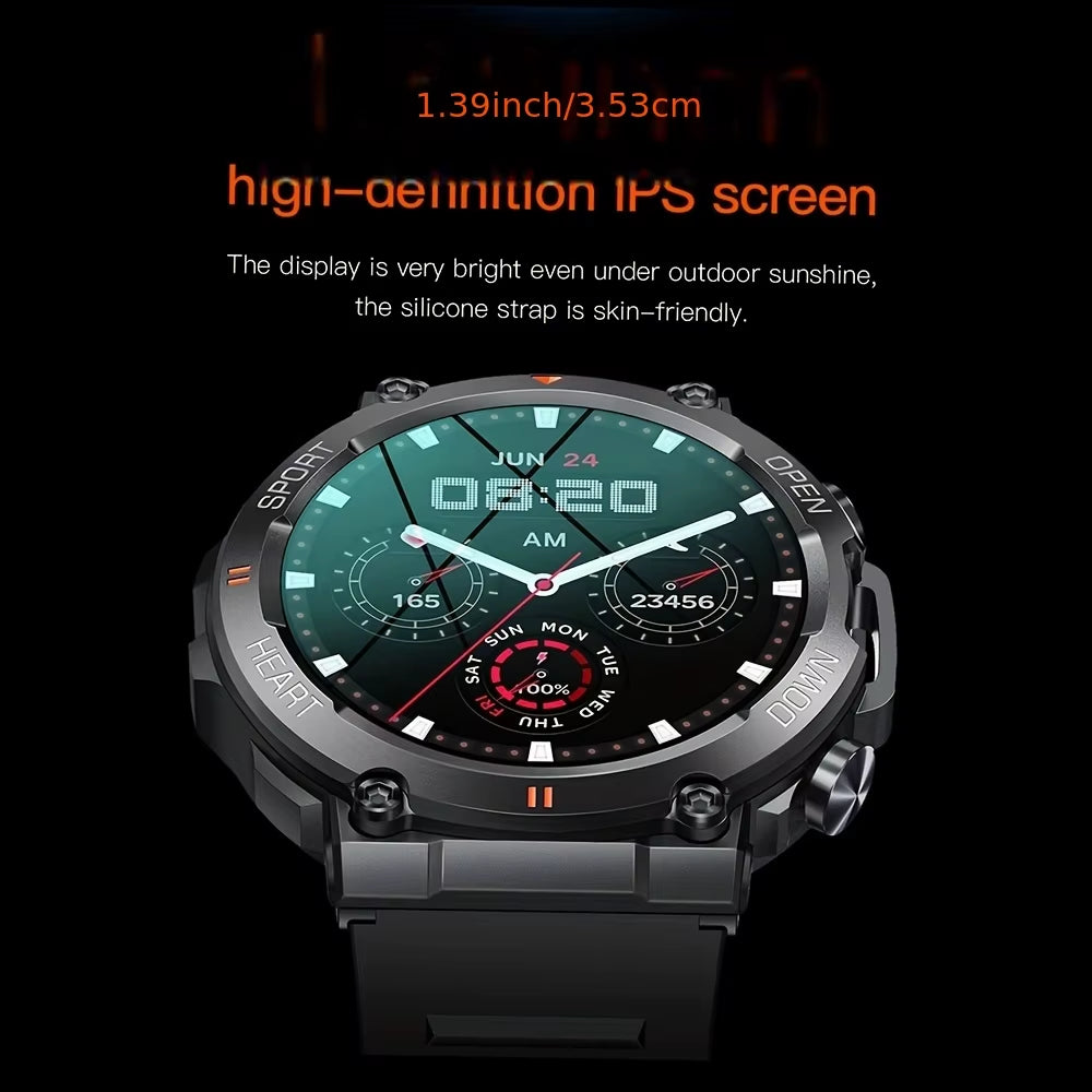 K56Pro Men's Smart Watch with Heart Rate Monitor, Bluetooth Connectivity, 400mAh Long Battery Life, 1.39-Inch HD Display for Outdoor Sports