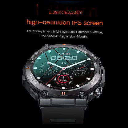 K56Pro Men's Smart Watch with Heart Rate Monitor, Bluetooth Connectivity, 400mAh Long Battery Life, 1.39-Inch HD Display for Outdoor Sports
